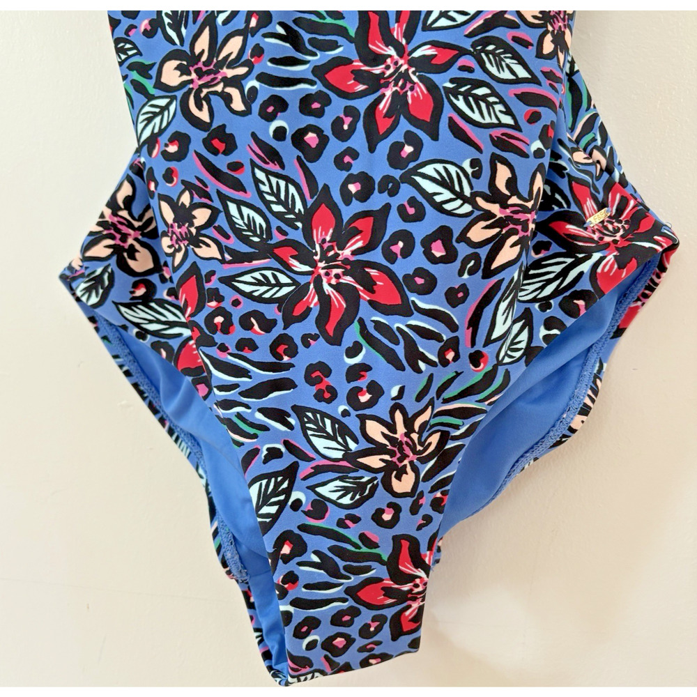 F&F One Piece Swimsuit Colorful Floral Animal Print Gold Stud Bathing Suit US 6 - Picture 7 of 14